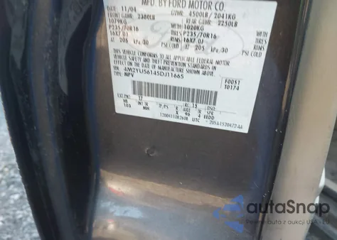 2005 Mercury Mariner Luxury/Premier z USA, uszkodzony, nr VIN 4M2YU56145DJ11665